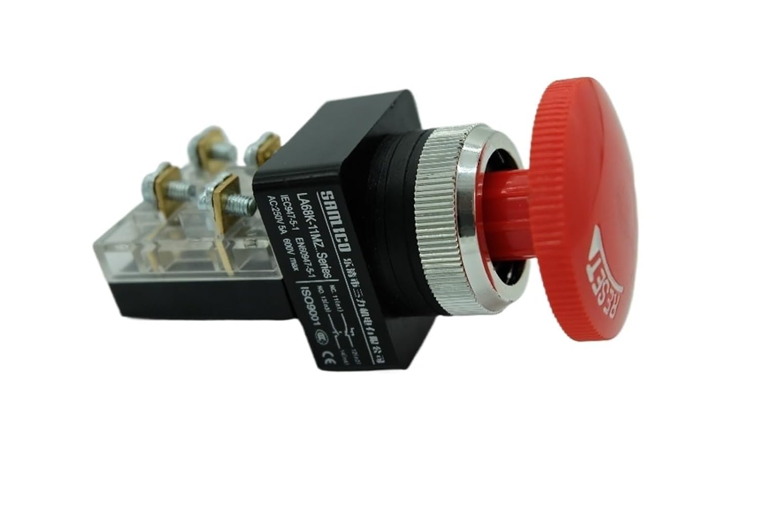 Emergency Stop Switch Mushroom Head Push Button Switch SB3 LA68K KS PB-25MS411 Latching Turn to Release Ø25mm(Red)