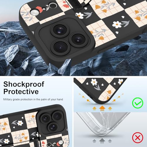 OOK Designed for iPhone 17 Pro Max Case with Strap Stand, Black Cute Floral - image 3
