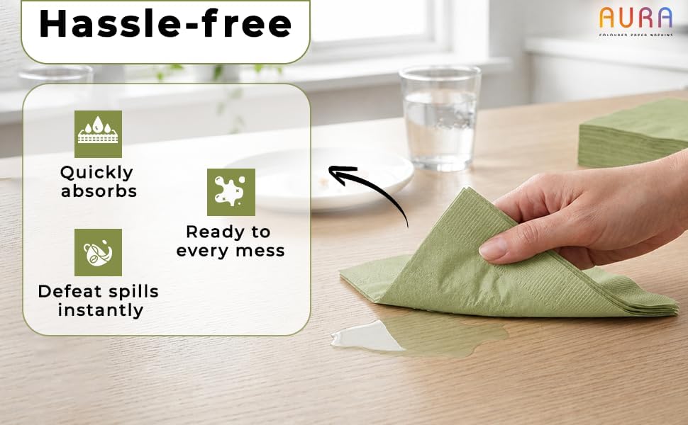 AURA Mint Green Paper Napkins - 50 Pulls -4