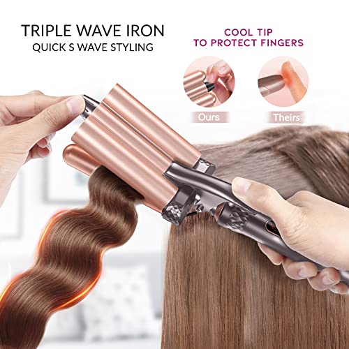 Conjunto de modelador de cachos 4 em 1 da Mr Big para ondas naturais da praia, frisador e varinhas o