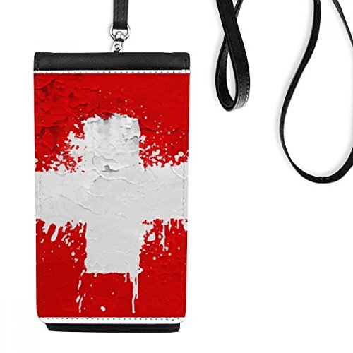 Cadeau original suisse avec cette bourse en cuir suspendu téléphone noir