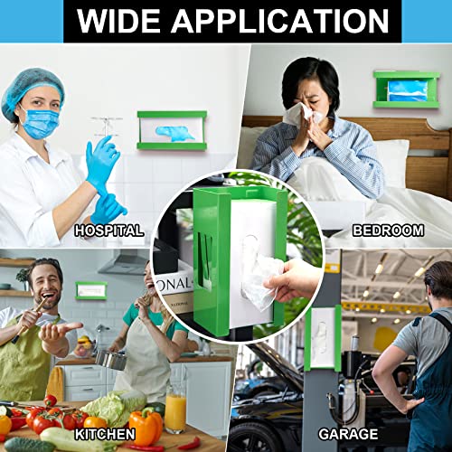 Image of Lounsweer 2 Pcs Magnetic Gloves Dispenser Holders Wall Mount Boxes of Gloves Commercial Quality Towels Wipes Paper Tissue Box Holder Kitchen Fridge Office Workshops Garage Tool Hospital (Green)