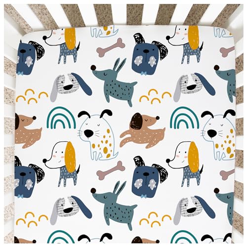 Image of Honey Lemonade - Buttery Soft Rayon Baby Crib Sheets Girl and Boy - Infant Shower Gift - Standard Crib Sheets - Fitted & Breathable Crib Mattress Sheet - Toddler Sheet 52 x 28 x 7 inches (Dogs)