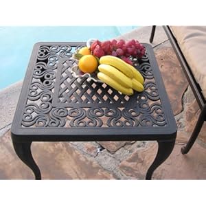 Perris Collection Cast Aluminum Corner Table for Chaise Lounge Deep Seating Side or End Table