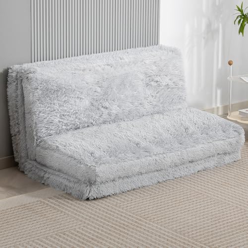 Image of HOMCOM Bean Bag Chair Floor Sofa Bed for Adults 54 x102 in Light Gray