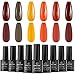 Esmaltes Semipermanentes, Kastiny 6+3 Calabaza Amarillo Hoja de arce Rojo Pintauñas Gel...