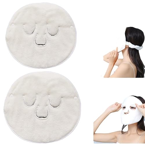 Miniatura 8 de Angzhili 2 máscaras faciales de compresa caliente, toalla facial reutilizable para el cuidado de la piel fría y caliente, vaporizador facial