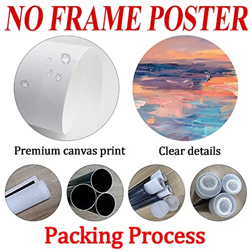 Abstract Seascape Canvas Wall Art Blue Orange Abstract Prints Blue Sea Pictures Orange Sunset Painting Modern Landscape Print Natural Landscape Poster Artwork For Walls Seascape Art 16X24Inch No Frame #TOP3