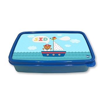 Personalized Snack Box for Kids School Customized Plastic Lunch Box for Boys - Ideal Return Gifts for Birthday - Ship & Bear