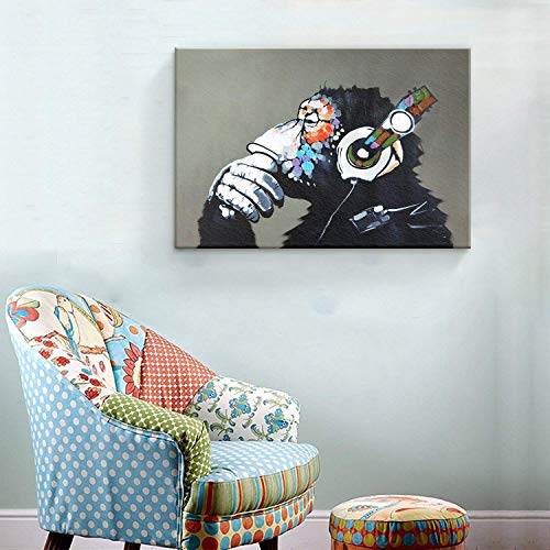 Modern Framed Gorilla Monkey Music Wall Decoration/Home Decor Oil Painting On Canvas #TOP5