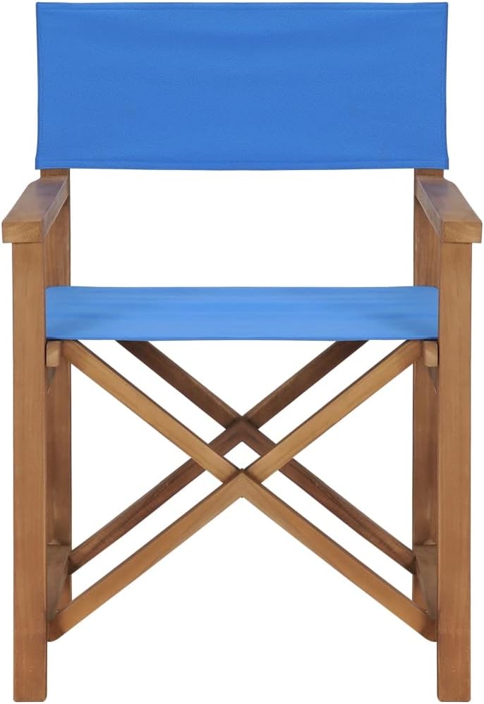 Comfortable Teak Director's Chair for Relaxation, Foldable Design for Easy Storage, for Garden and Patio, Blue