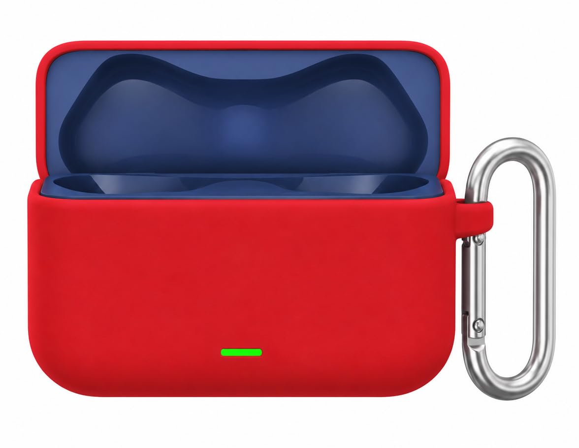 Silicone Case for Realme Buds T500 Pro TWS Earbuds, Shockproof Cover with Heavy Duty Carabiner, LED Visible (Navy Blue) — Amazon image 11
