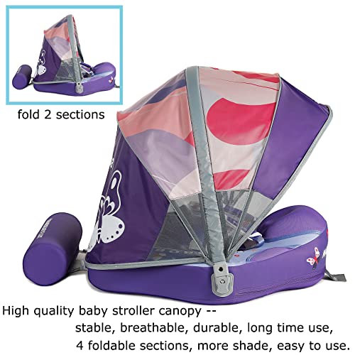 Newest Add Tail Never Flip Over Mambobaby Non Inflatable Baby Swim Float With Canopy Upf 50+ Adjustable Size Vest Air Free Water Smart Swim Trainer Solid Infant Pool Float Waist Swim Ring #TOP7
