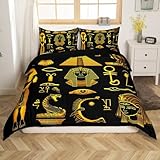 Feelyou Pharaoh Bedding Set Egypt Tribal Duvet Cover for Men Adults Pyramid Sphinx Printed Comforter Cover Ancient Egyptian Tribe Bedspread Cover with 2 Pillowcase 3Pcs Queen Size