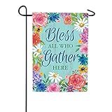 Bless All Who Gather Here - Garden Size, Decorative Double Sided, Licensed and Copyrighted Flag - Printed in the USA by Custom Decor Inc. - 12 Inch X 18 Inch approx. size