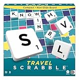 Scrabble Travel Game, Portable and Compact, 2-4 Players, Includes Playing Board, 4 Racks, 100 Letter Tiles, a Tile Bag, and Rules, 10Y+, CJT11(Packaging May Vary)