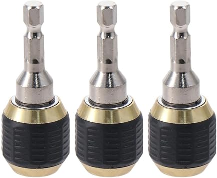 3PCS Metal Thread Lock Screw Sliver Hexagonal Handle Replacement 1/4Inch Drill Chuck Adapter