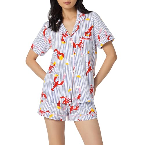 Image of Bed Head PJs Womens Matching Pajamas - Soft Organic Short Sleeve Button Down PJ Shirt & Shorts Set - Sleepwear & Loungewear