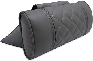 Octane Seating Recliner Head Pillow | Diamond Stitching | Smoke Gray Italian Leather