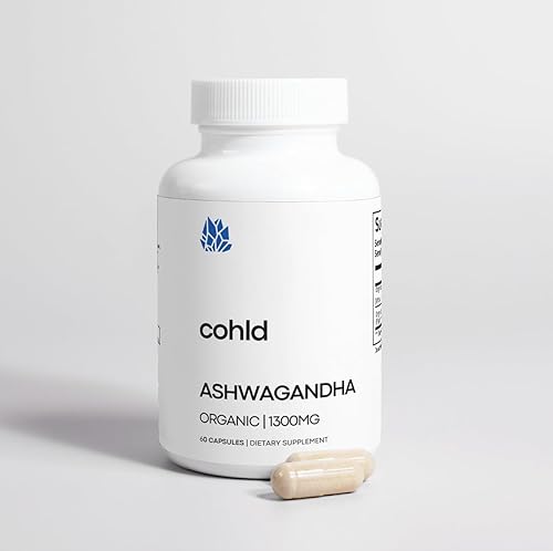 Miniatura 3 de Cohld Ashwagandha orgánica 1300 mg  Apoyo al estado de ánimo y estrés con pimienta negra para máxima absorción  60 cápsulas  Fabricado en los