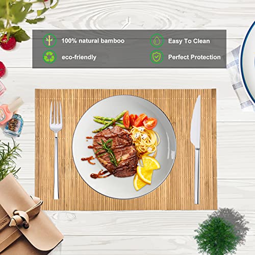 Andstar Set Of 8 Pcs Bamboo Placemats Natural Anti-Slip Bamboo Placemats Washable Heat-Resistant Table Mats For Dining Room And Kitchen(Dark Coffee) #TOP4