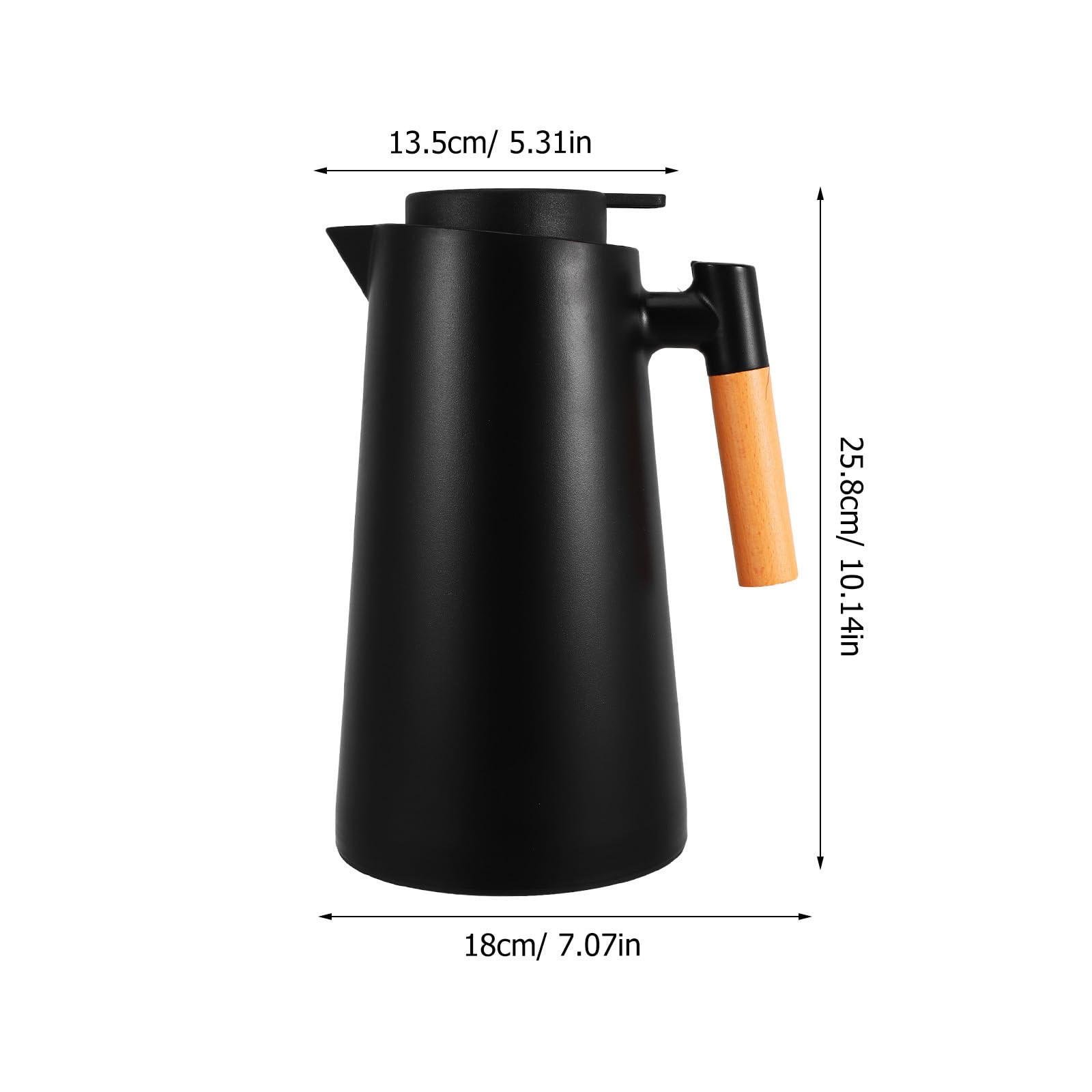 Thermoskanne 1000ml Schwarz mit Griff und Deckel Vakuumisolierte Glasflasche Hält Getränke Heiß oder Kalt Leicht und Stilvoll für Büro oder Zuhause