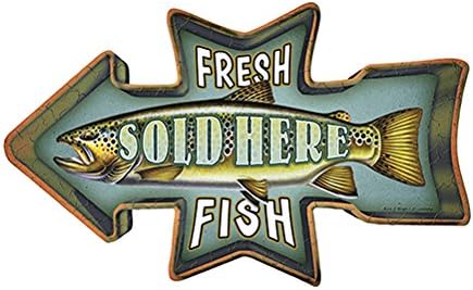 Fresh Fish Sold Here Novelty Sign | Indoor/Outdoor | Funny Home Décor for Garages, Living Rooms, Bedroom, Offices | SignMission Personalized Gift Wall Plaque Decoration