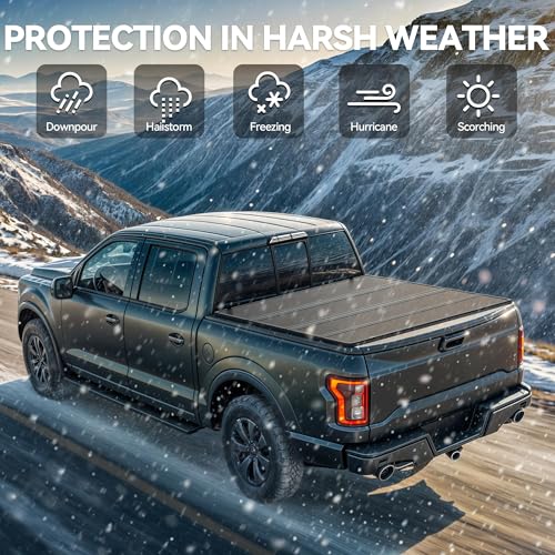 YITAMOTOR Quad Fold Hard Truck Tonneau Cover Fits for Dodge Ram 1500 2009-2026 (Classic & New) with 5.7ft Bed, Heavy-Duty Aluminum Alloy Bed Cover, Black