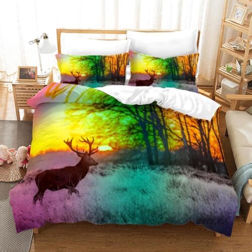 Cadeau personnalisé garçons filles : housse de couette élan coloré 90x190 pour leur fête