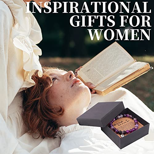 Nilesr Inspirational Gifts For Women, Get Well Soon Gifts, 8Mm Natural Stone Bracelets Crystal Stone Gifts For Women,Sister Girlfriend, Best Friend (P) #TOP1