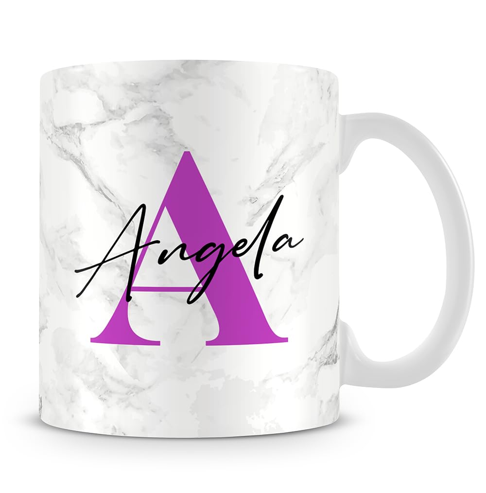 Getagift Alphabet Mug, Personalised Mug Initial with Name, Marble Mug, Coffee Mug.