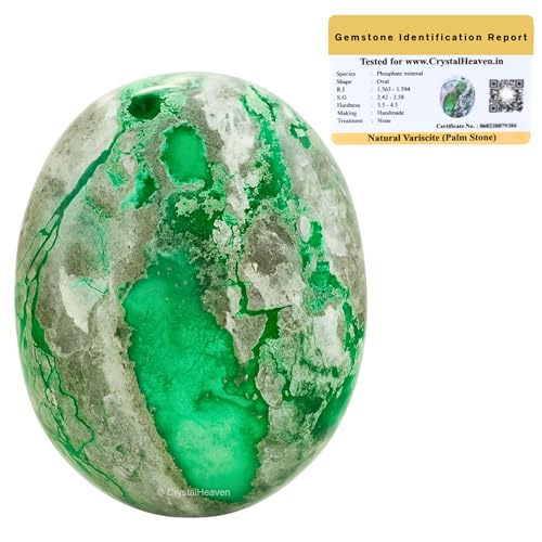 Image of Variscite Crystal Palm Pebbles Stones for Anxiety Stress Relief Massage - AAA Grade Original Healing Gemstone Agate Palm Stone for Yoga Meditation Spiritual Reiki Feng Shui