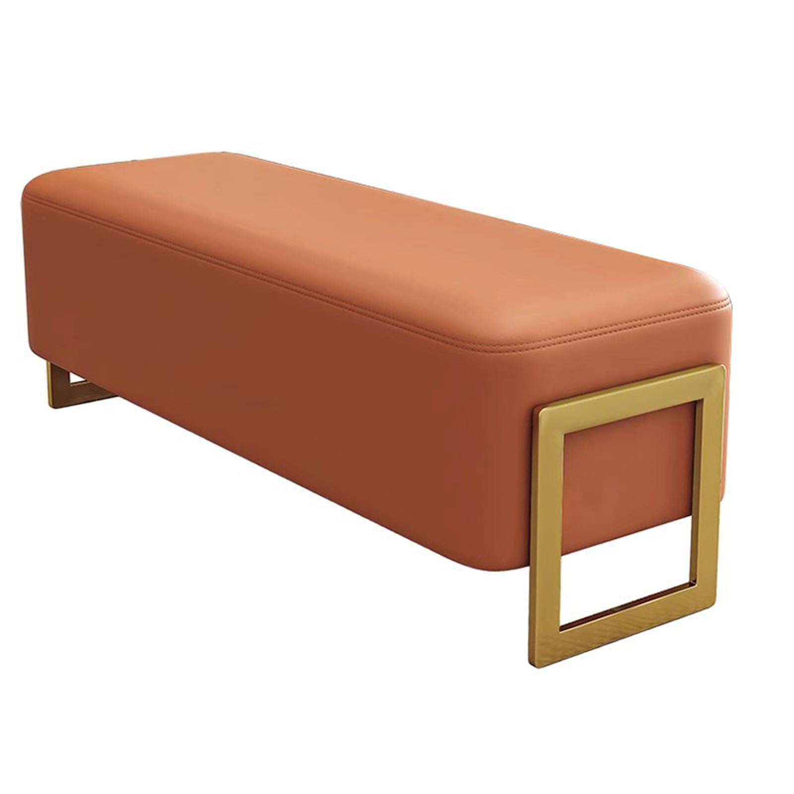 Banc ottoman en cuir rembourré et banc de lit avec pieds en métal