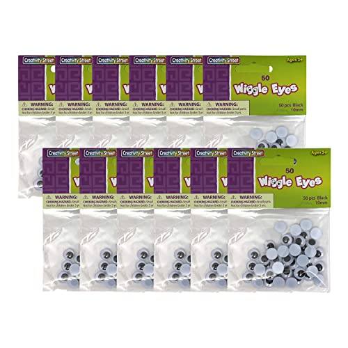 Creativity Street Wiggle Eyes, 10 Mm, 50 Per, 12 Packs, Black, White Count #TOP18