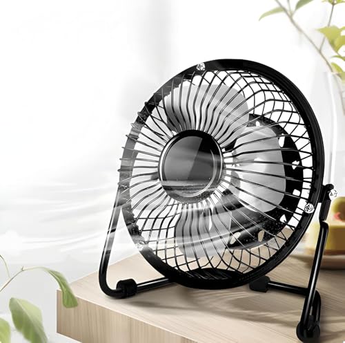 Mini Ventilador de Mesa 360° USB Portátil Com 3 Velocidades Silencioso e Suporte de Ferro