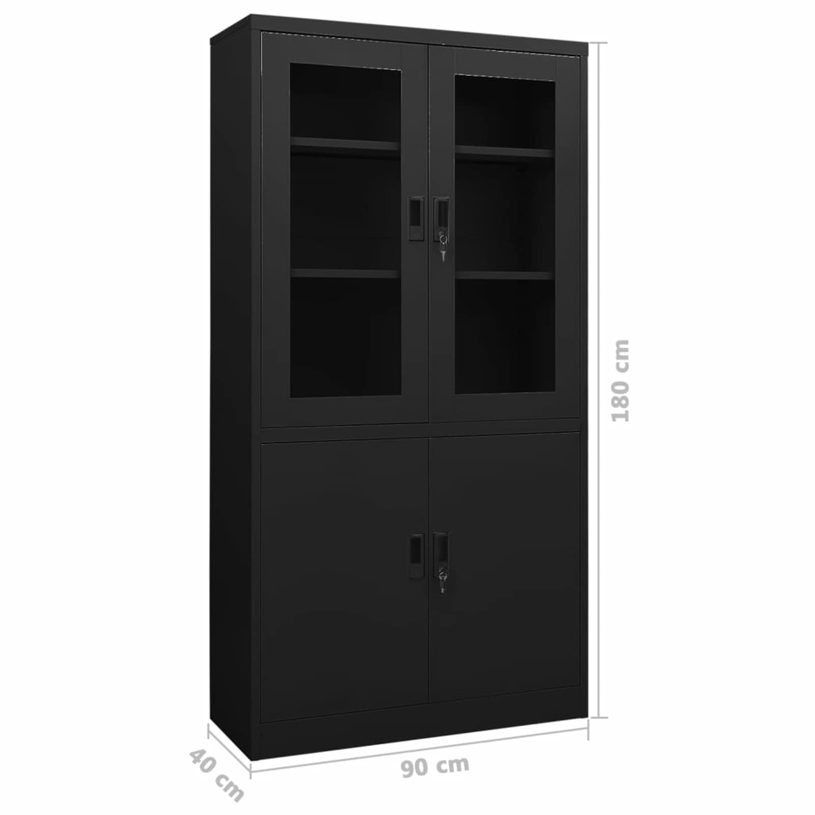 DJEKA Aktenschrank Abschließbar Metallschrank Büroschrank Werkstattschrank Mehrzweckschrank Stahl-Schwarz-90x40x180 cm-2