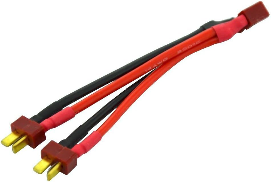 2pcs Deans T Plug Parallel Connector One Female to 2 Male Battery Connector Cable for RC LiPO Battery (Deans T Parallel Connector)