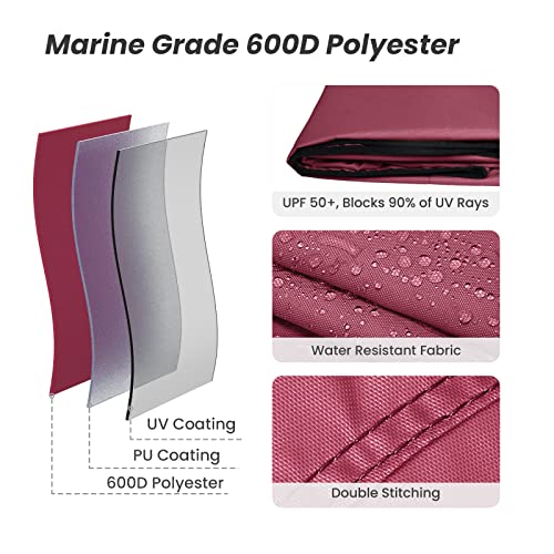 KAKIT Bimini Tops with Mesh Sidewalls Support Poles for Boats Marine Grade Canvas Top Includes 2 Straps Storage Boot 1 Inch Aluminum Frame(3 Bow 6'L x 46" H x 73"-78" W,Burgundy) by KAKIT - Image 2