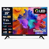 TuTu TU25Q1FQ-T8 Smart TV 25 Pollici (64 cm), QLED Full HD Collegato Televisione con Tizen OS, WiFi, Bluetooth, App Store, AirPlay, Tripla sintonizzatore (DVB-T/T2, DVB-C, DVB-S/S2), Molotov e Altro