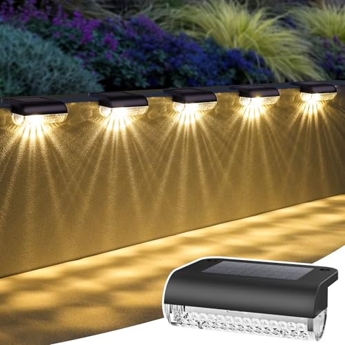 Herzila Solar Step Lights Outdoor, 12-Pack Solar Deck Lights for Stairs, Solar Fence Lights 3000K Warm White, Auto Dusk-to-Dawn, Weather Resistant Step Lights for Deck Railing Patio