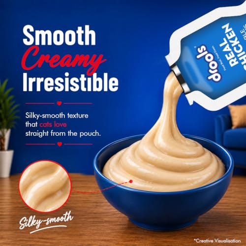 Image of Drools All Life Stages Creamy Lickable Cat Treat (30g x 15) Total 450g Pack of 15| Real Chicken Flavour | Easy to Hand Feed | High Moisture | Easier Acceptance Protein