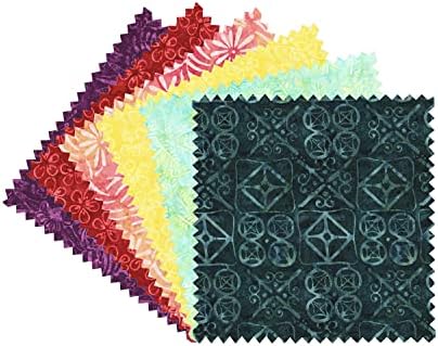 Connecting Threads Print Collection Precut 100% Cotton Quilting Fabric Bundle 10" Squares (Freshly Picked Batiks)