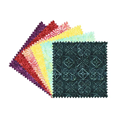 Connecting Threads Print Collection Precut 100% Cotton Quilting Fabric Bundle 10" Squares (Freshly Picked Batiks) #TOP3