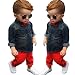 Efaster 1Set Kids Toddler Boys Handsome Denim T-shirt+Trousers Pants Clothes Outfits (3(2T))