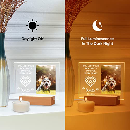 Personalized Dog Memorial Gifts Custom Photo Night Lights Pet Loss Gifts Dog Memorial Plaque Cat Memorial Photo Frame Sympathy Gifts With Picture Name Date - Keepsake Loss Of Dog Cat Bereavement Gifts #TOP4