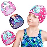 Badekappen 3 Stück Baby Schwimmkappe für Langes und Kurzes Haar Kinder Badehaube Schwimmen Zubehör für Kinder Kleinkind Schwimmhaube Kind Unisex Schwimmmütze