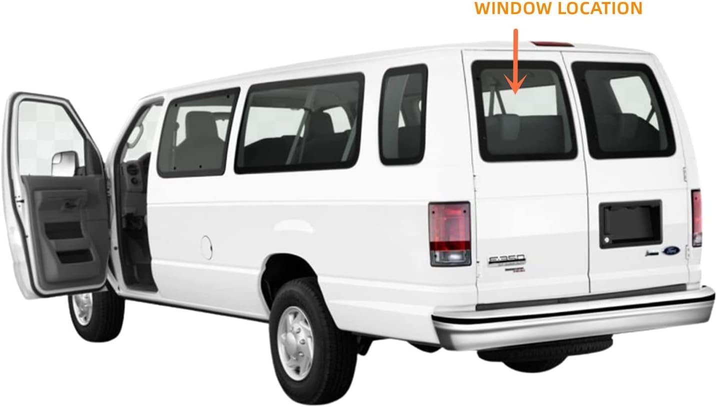 Stationary Driver/Left Side Back Window Glass Clear Color Replacement for Ford Econoline 1992-2016