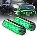 Xprite Green 4 LED 4 Watt Emergency Vehicle Waterproof Surface Mount Deck Dash Grille Strobe Light Warning Police Light Head with Clear Lens - 2 Pack