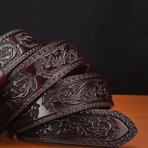 Mens Ratchet Belt,Animal Tiger Wild King Automatic Buckle Western Embossed Strap Adjustable to Fit Any Waist Size3