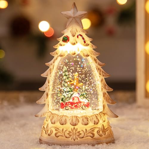 Laterne Weihnachten, Weihnachtslaterne mit Schneegestöber, LED...